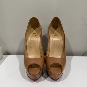 Christian Louboutin Nude Peep-Toe Heels